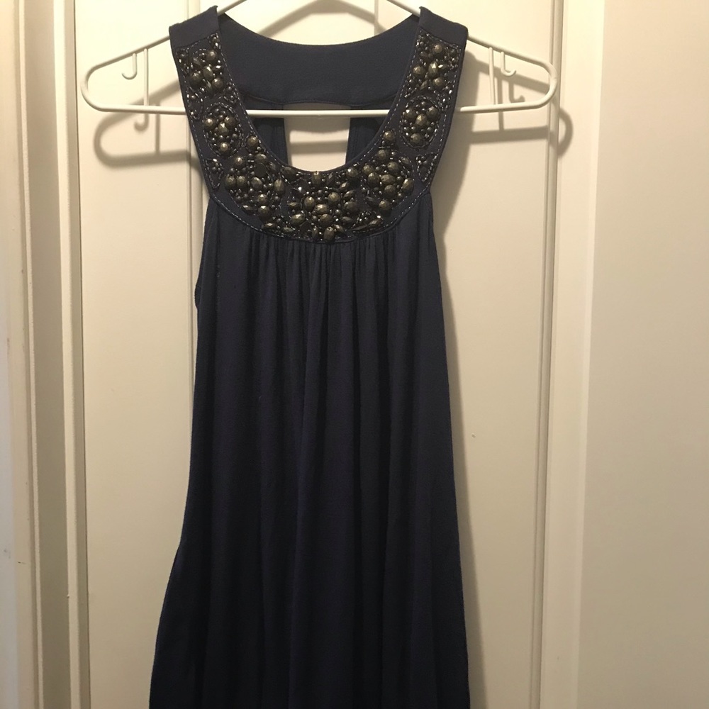 Dex Navy Embellished Tank Top
